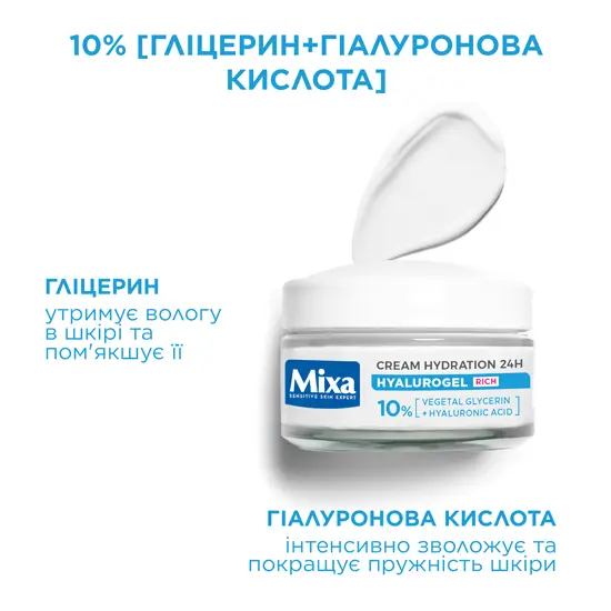 Mixa Hyalurogel Rich Cream Hydration 24Н